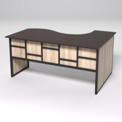 Стол эргономичный офисный СЭ-11 (левосторонний) СТРОНГ в стиле ЛОФТ декор №3, Дуб Венге и Дуб Сонома