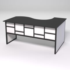 Стол эргономичный офисный СЭ-11 (левосторонний) СТРОНГ в стиле ЛОФТ декор №3, Черный и Белый