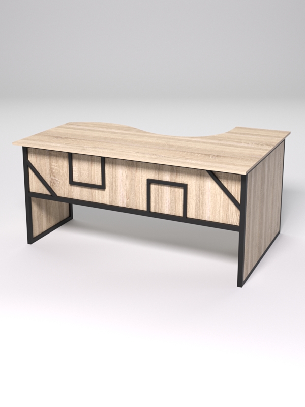 Стол эргономичный офисный СЭ-11 (левосторонний) СТРОНГ в стиле ЛОФТ декор №4, Дуб Сонома