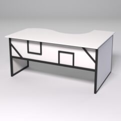 Стол эргономичный офисный СЭ-11 (левосторонний) СТРОНГ в стиле ЛОФТ декор №4, Белый