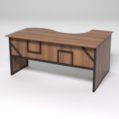 Стол эргономичный офисный СЭ-11 (левосторонний) СТРОНГ в стиле ЛОФТ декор №4, Орех