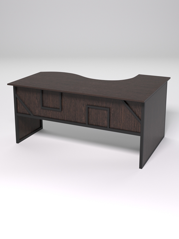 Стол эргономичный офисный СЭ-11 (левосторонний) СТРОНГ в стиле ЛОФТ декор №4, Дуб Венге