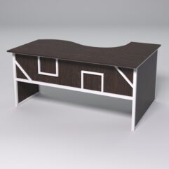 Стол эргономичный офисный СЭ-11 (левосторонний) СТРОНГ в стиле ЛОФТ декор №4, Дуб Венге + металлический каркас Белый