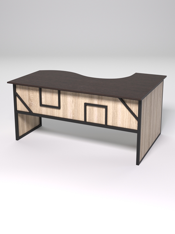 Стол эргономичный офисный СЭ-11 (левосторонний) СТРОНГ в стиле ЛОФТ декор №4, Дуб Венге и Дуб Сонома