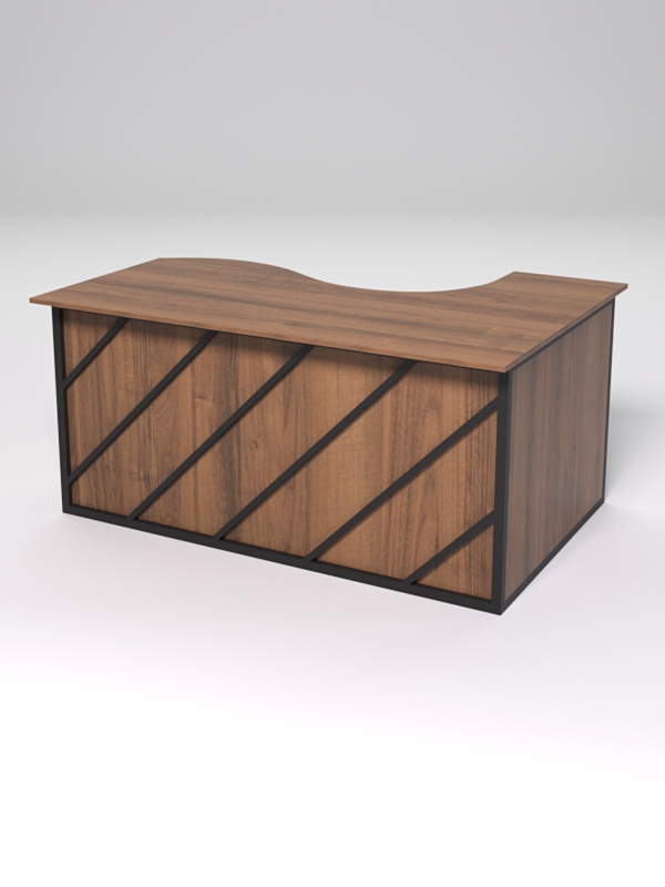 Стол эргономичный офисный СЭ-11А (левосторонний) СТРОНГ в стиле ЛОФТ декор №2, Орех