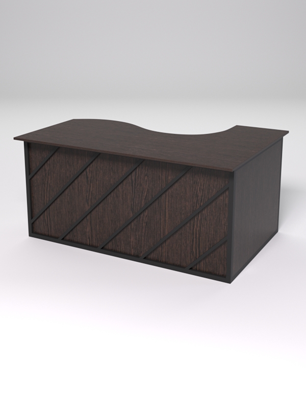 Стол эргономичный офисный СЭ-11А (левосторонний) СТРОНГ в стиле ЛОФТ декор №2, Дуб Венге