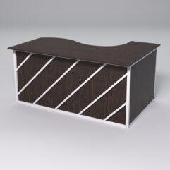 Стол эргономичный офисный СЭ-11А (левосторонний) СТРОНГ в стиле ЛОФТ декор №2, Дуб Венге + металлический каркас Белый