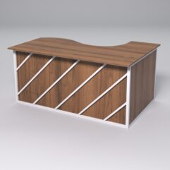 Стол эргономичный офисный СЭ-11А (левосторонний) СТРОНГ в стиле ЛОФТ декор №2, Орех + металлический каркас Белый