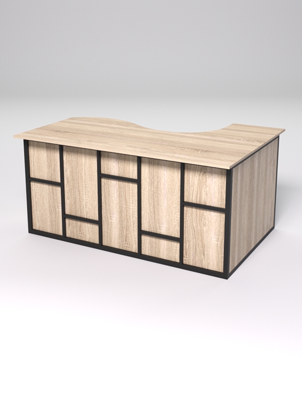 Стол эргономичный офисный СЭ-11А (левосторонний) СТРОНГ в стиле ЛОФТ декор №3, Дуб Сонома