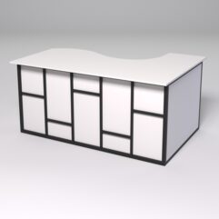 Стол эргономичный офисный СЭ-11А (левосторонний) СТРОНГ в стиле ЛОФТ декор №3, Белый