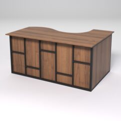 Стол эргономичный офисный СЭ-11А (левосторонний) СТРОНГ в стиле ЛОФТ декор №3, Орех