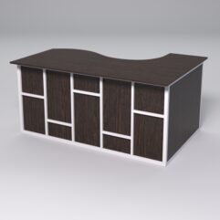 Стол эргономичный офисный СЭ-11А (левосторонний) СТРОНГ в стиле ЛОФТ декор №3, Дуб Венге + металлический каркас Белый