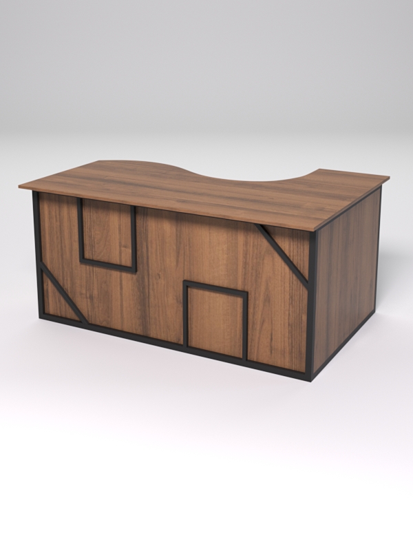 Стол эргономичный офисный СЭ-11А (левосторонний) СТРОНГ в стиле ЛОФТ декор №4, Орех