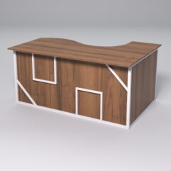 Стол эргономичный офисный СЭ-11А (левосторонний) СТРОНГ в стиле ЛОФТ декор №4, Орех + металлический каркас Белый