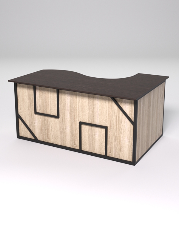 Стол эргономичный офисный СЭ-11А (левосторонний) СТРОНГ в стиле ЛОФТ декор №4, Дуб Венге и Дуб Сонома