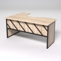 Стол эргономичный офисный СЭ-12 (правосторонний) СТРОНГ в стиле ЛОФТ декор №2, Дуб Сонома