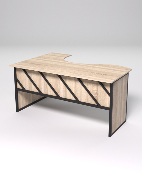 Стол эргономичный офисный СЭ-12 (правосторонний) СТРОНГ в стиле ЛОФТ декор №2, Дуб Сонома