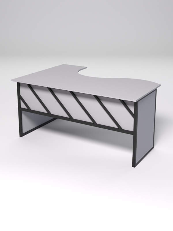 Стол эргономичный офисный СЭ-12 (правосторонний) СТРОНГ в стиле ЛОФТ декор №2, Серый