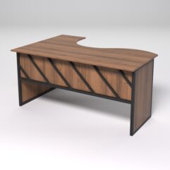 Стол эргономичный офисный СЭ-12 (правосторонний) СТРОНГ в стиле ЛОФТ декор №2, Орех