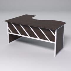 Стол эргономичный офисный СЭ-12 (правосторонний) СТРОНГ в стиле ЛОФТ декор №2, Дуб Венге + металлический каркас Белый