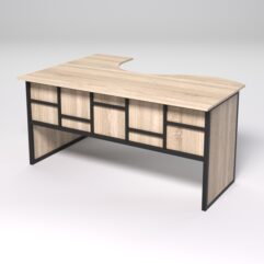 Стол эргономичный офисный СЭ-12 (правосторонний) СТРОНГ в стиле ЛОФТ декор №3, Дуб Сонома