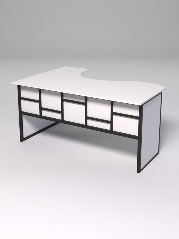 Стол эргономичный офисный СЭ-12 (правосторонний) СТРОНГ в стиле ЛОФТ декор №3, Белый