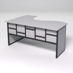 Стол эргономичный офисный СЭ-12 (правосторонний) СТРОНГ в стиле ЛОФТ декор №3, Серый