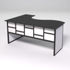 Стол эргономичный офисный СЭ-12 (правосторонний) СТРОНГ в стиле ЛОФТ декор №3, Черный и Белый