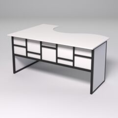 Стол эргономичный офисный СЭ-12 (правосторонний) СТРОНГ в стиле ЛОФТ декор №4, Белый