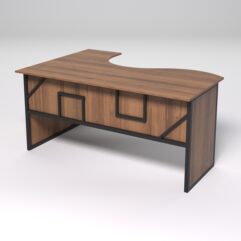 Стол эргономичный офисный СЭ-12 (правосторонний) СТРОНГ в стиле ЛОФТ декор №4, Орех