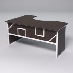 Стол эргономичный офисный СЭ-12 (правосторонний) СТРОНГ в стиле ЛОФТ декор №4, Дуб Венге + металлический каркас Белый