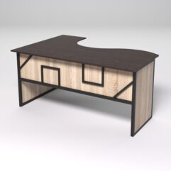 Стол эргономичный офисный СЭ-12 (правосторонний) СТРОНГ в стиле ЛОФТ декор №4, Дуб Венге и Дуб Сонома