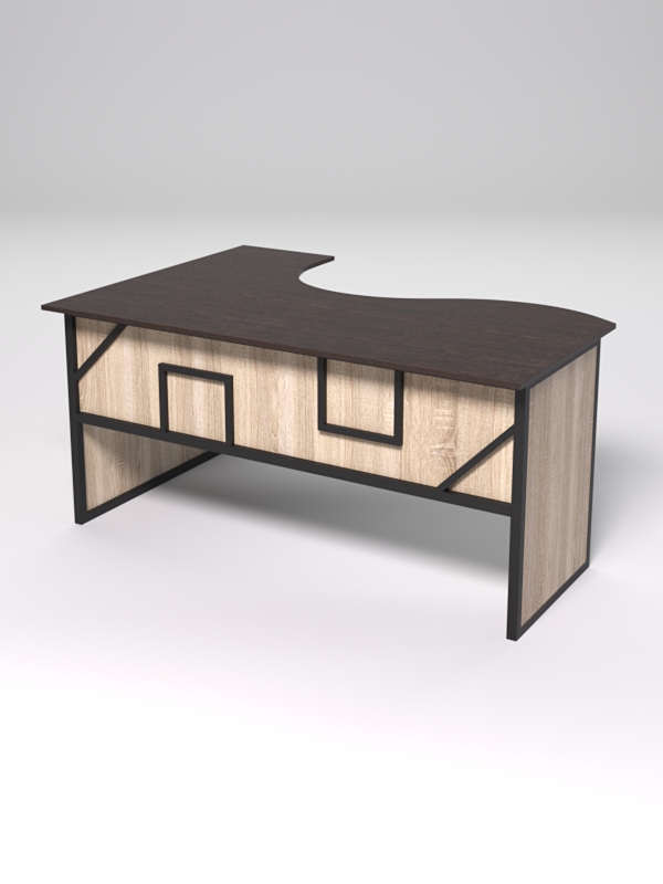 Стол эргономичный офисный СЭ-12 (правосторонний) СТРОНГ в стиле ЛОФТ декор №4, Дуб Венге и Дуб Сонома