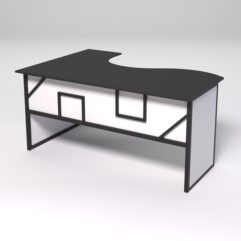 Стол эргономичный офисный СЭ-12 (правосторонний) СТРОНГ в стиле ЛОФТ декор №4, Черный и Белый