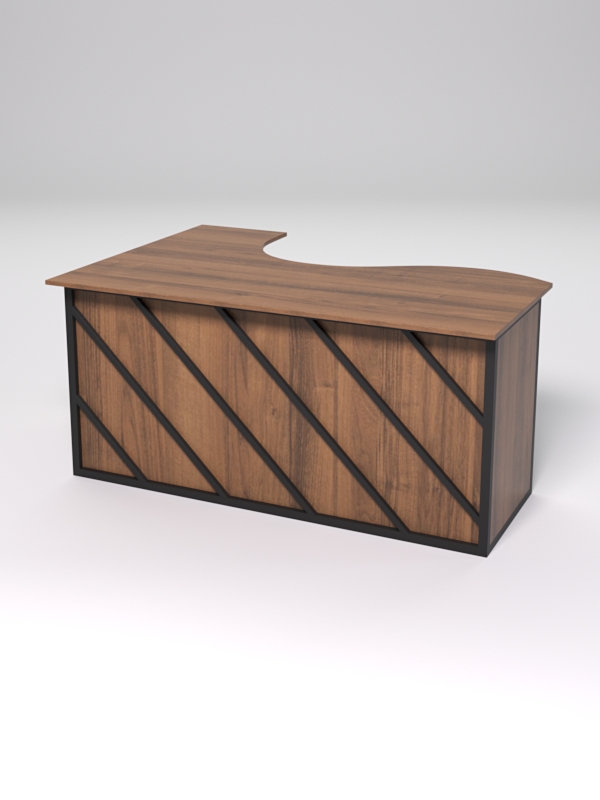 Стол эргономичный офисный СЭ-12А (правосторонний) СТРОНГ в стиле ЛОФТ декор №2, Орех