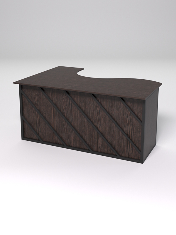 Стол эргономичный офисный СЭ-12А (правосторонний) СТРОНГ в стиле ЛОФТ декор №2, Дуб Венге