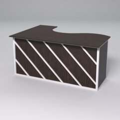 Стол эргономичный офисный СЭ-12А (правосторонний) СТРОНГ в стиле ЛОФТ декор №2, Дуб Венге + металлический каркас Белый