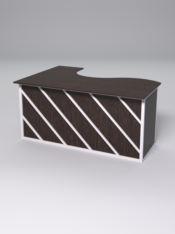 Стол эргономичный офисный СЭ-12А (правосторонний) СТРОНГ в стиле ЛОФТ декор №2, Дуб Венге + металлический каркас Белый