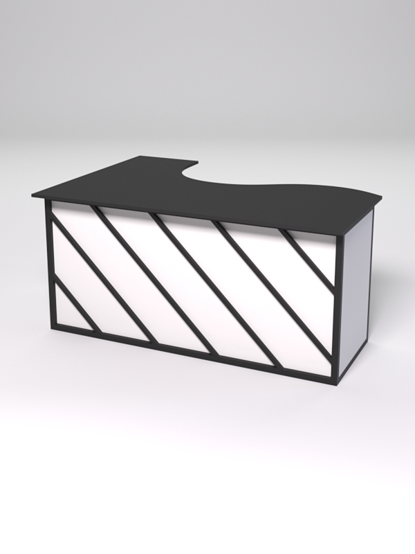 Стол эргономичный офисный СЭ-12А (правосторонний) СТРОНГ в стиле ЛОФТ декор №2, Черный и Белый