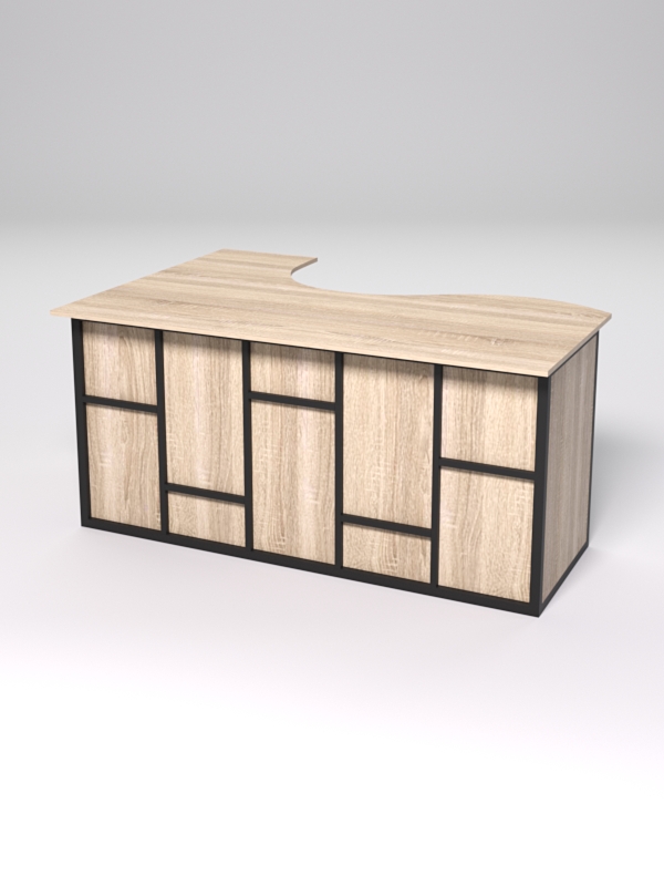 Стол эргономичный офисный СЭ-12А (правосторонний) СТРОНГ в стиле ЛОФТ декор №3, Дуб Сонома