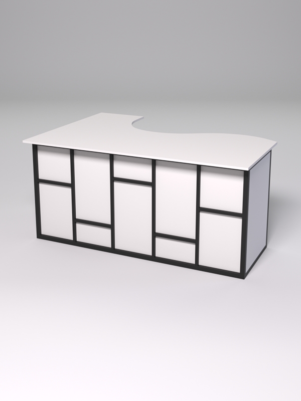 Стол эргономичный офисный СЭ-12А (правосторонний) СТРОНГ в стиле ЛОФТ декор №3, Белый