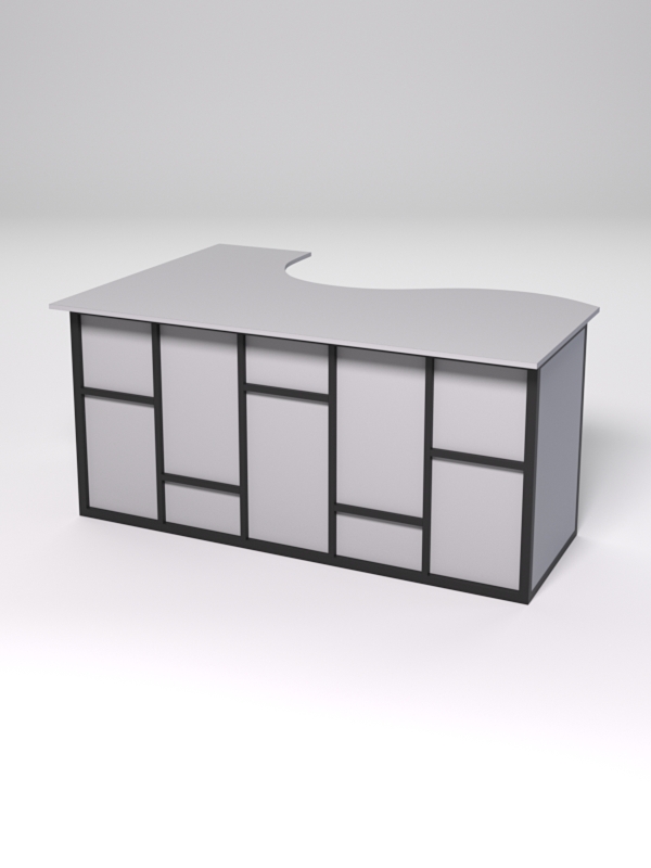 Стол эргономичный офисный СЭ-12А (правосторонний) СТРОНГ в стиле ЛОФТ декор №3, Серый