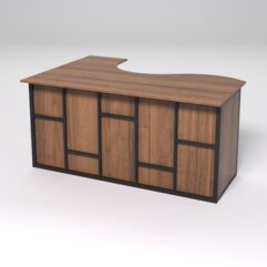 Стол эргономичный офисный СЭ-12А (правосторонний) СТРОНГ в стиле ЛОФТ декор №3, Орех