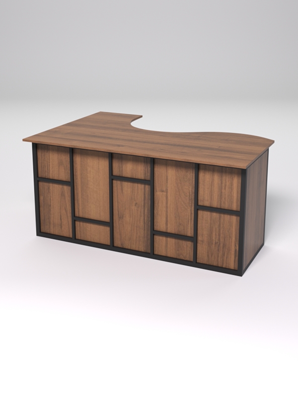 Стол эргономичный офисный СЭ-12А (правосторонний) СТРОНГ в стиле ЛОФТ декор №3, Орех