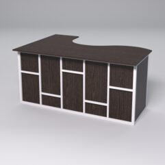 Стол эргономичный офисный СЭ-12А (правосторонний) СТРОНГ в стиле ЛОФТ декор №3, Дуб Венге + металлический каркас Белый