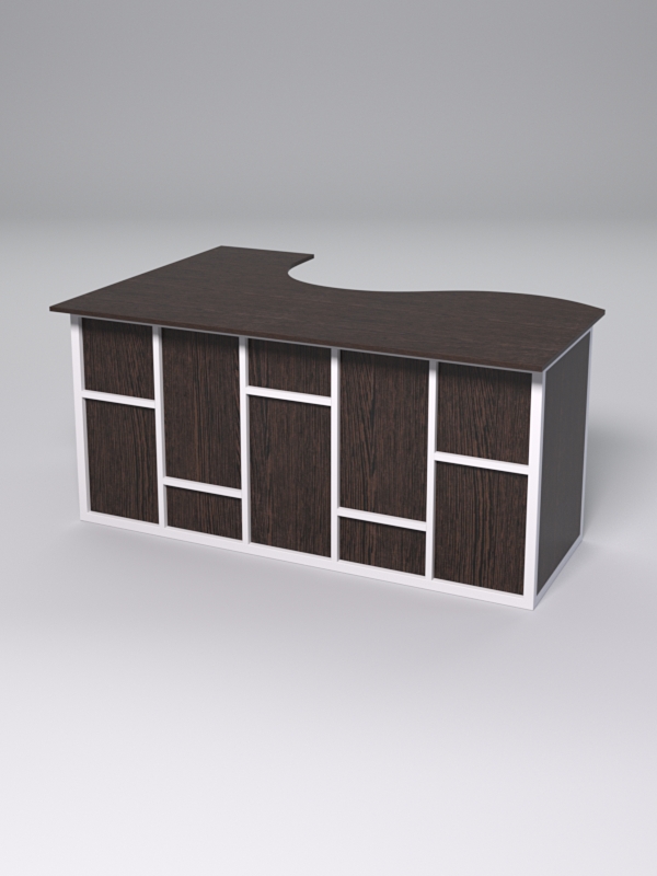 Стол эргономичный офисный СЭ-12А (правосторонний) СТРОНГ в стиле ЛОФТ декор №3, Дуб Венге + металлический каркас Белый