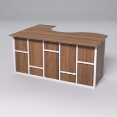 Стол эргономичный офисный СЭ-12А (правосторонний) СТРОНГ в стиле ЛОФТ декор №3, Орех + металлический каркас Белый