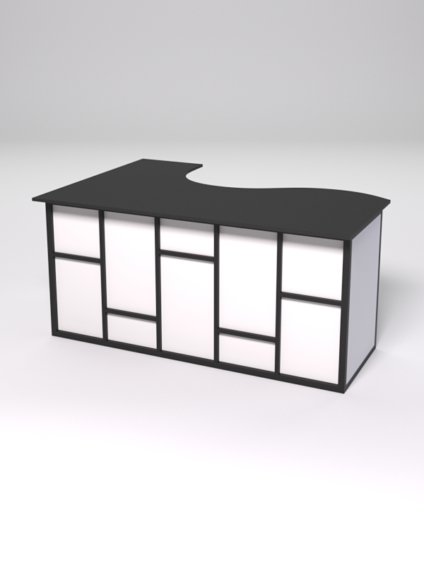 Стол эргономичный офисный СЭ-12А (правосторонний) СТРОНГ в стиле ЛОФТ декор №3, Черный и Белый