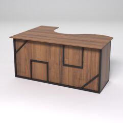 Стол эргономичный офисный СЭ-12А (правосторонний) СТРОНГ в стиле ЛОФТ декор №4, Орех