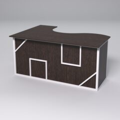 Стол эргономичный офисный СЭ-12А (правосторонний) СТРОНГ в стиле ЛОФТ декор №4, Дуб Венге + металлический каркас Белый